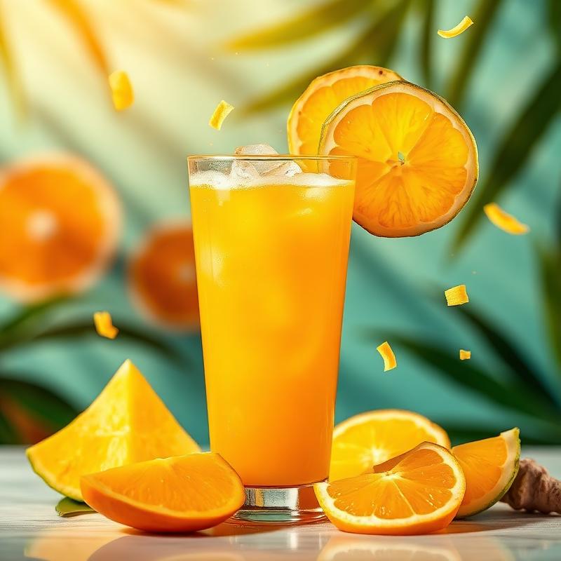 Tropical citrus energy juice with mango and pineapple